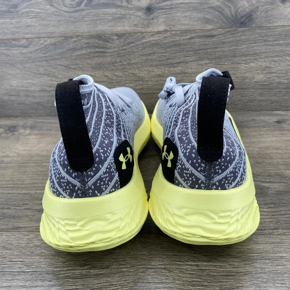 Under Armour Flow Futr X Mens Size 12.5 Grey Lime Yellow IntelliKnit Sneakers